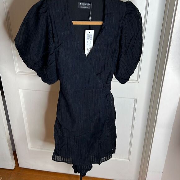 Minkpink Lylah Wrap Mini Dress - Black NWT Size XS - Picture 2 of 9